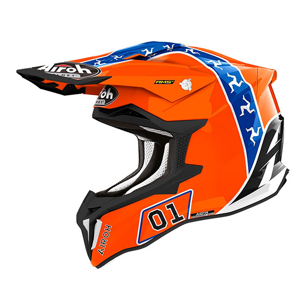 Casco Motocross Airoh Strycker Hazzard Naranja Brillo - EuroBikes
