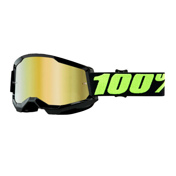 Gafas Motocross 100% Strata2 Fluo Amarillo-Negro Espejo - EuroBikes
