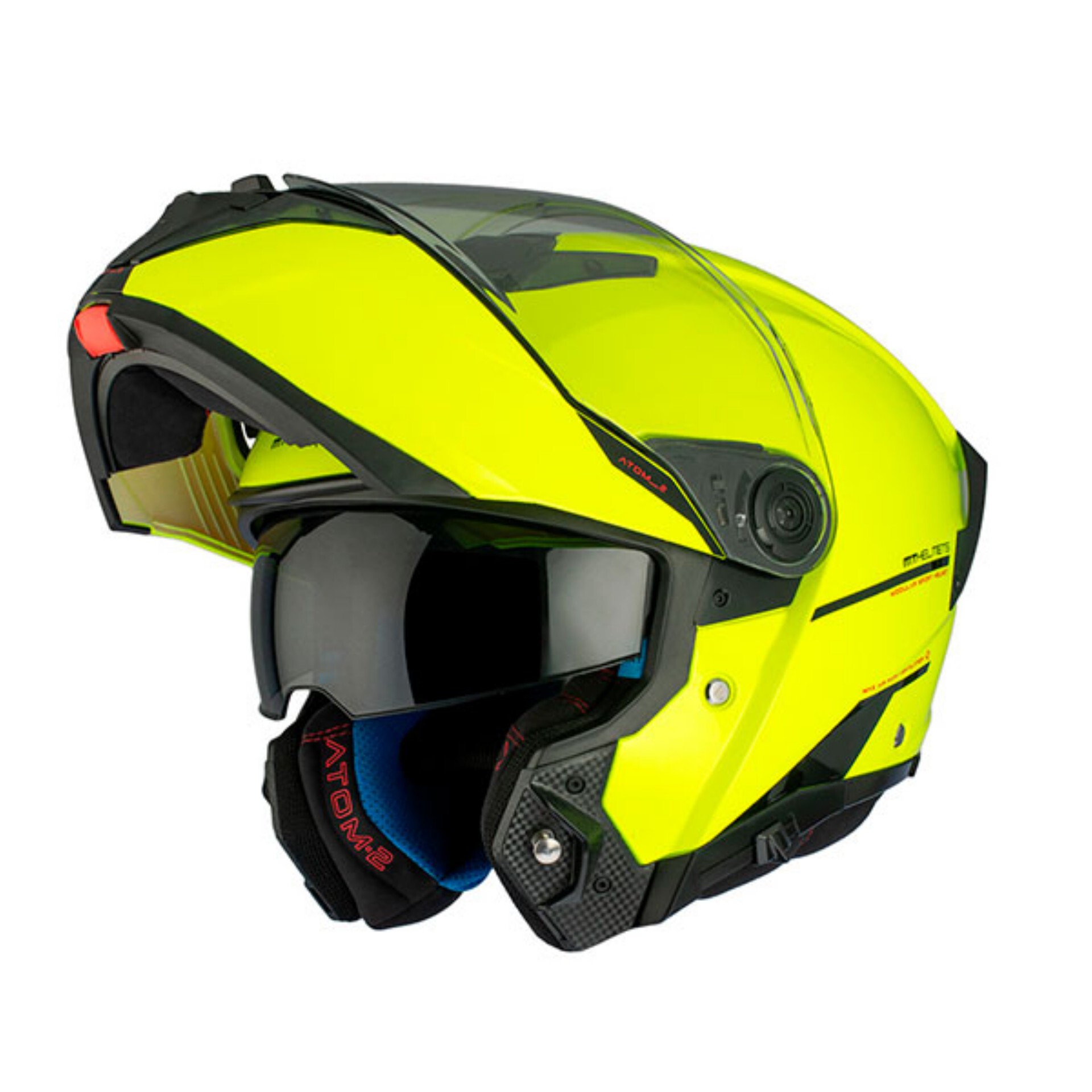 Casco para moto modular MT Atom Solid Gloss Fluor Yellow en oferta